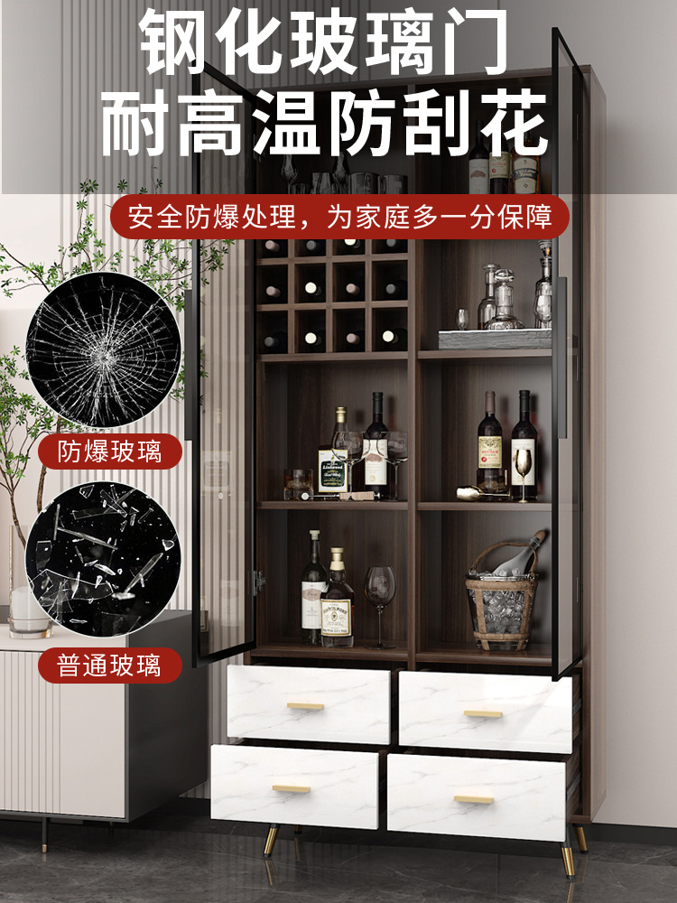 展示餐高档酒柜靠墙轻单门玻璃边简约柜奢现代酒架实木电视客厅小