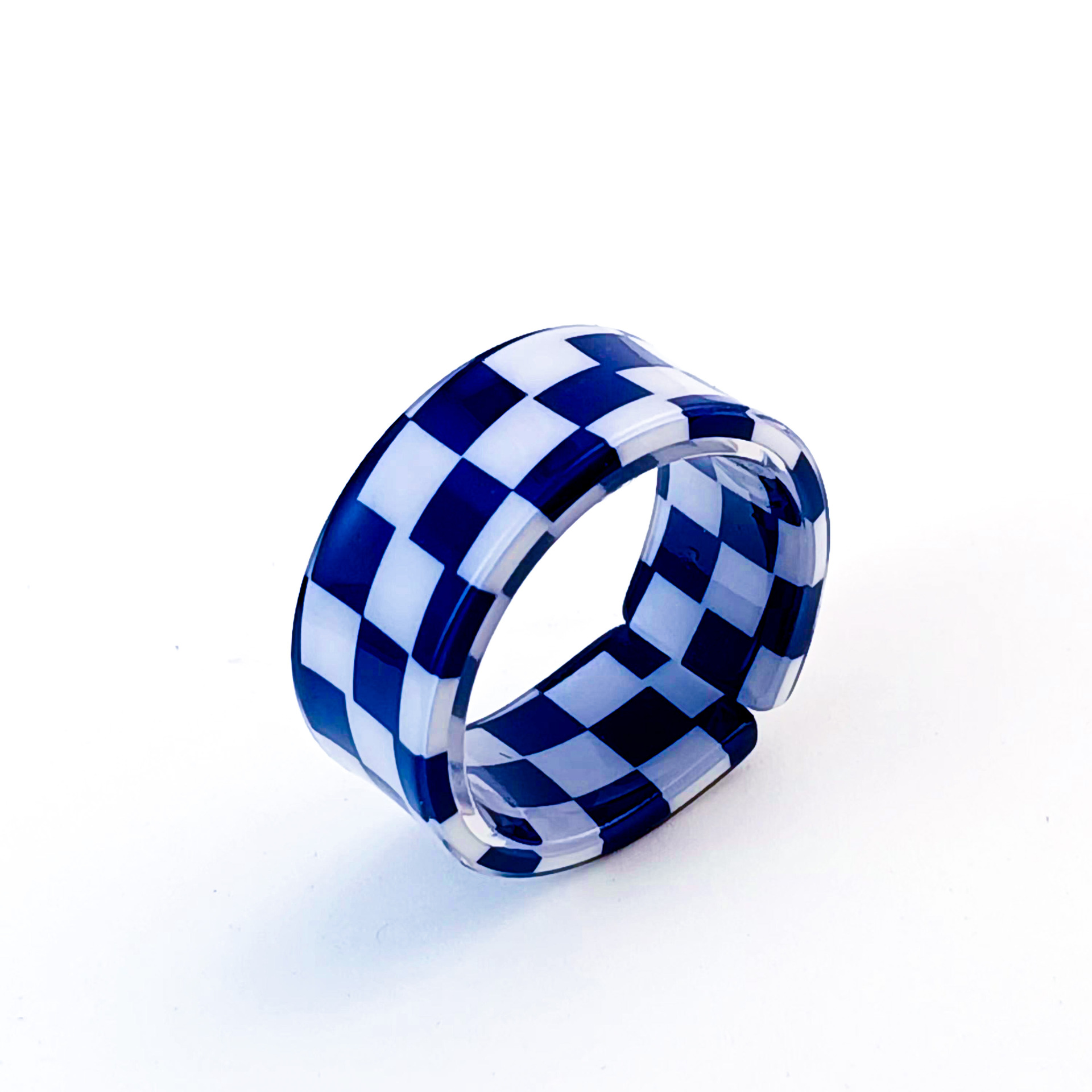 Simple Style Plaid Resin Enamel Women's Rings display picture 1