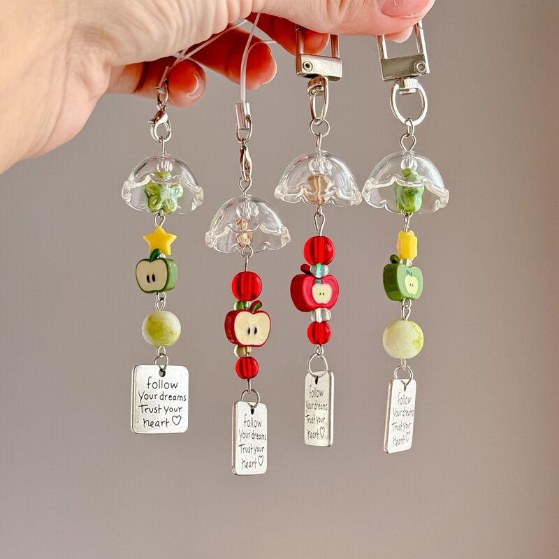 New Product Ins Style Apple Wind Chime Cute Lucky Handmade Jewelry Bag Pendant Lanyard Gift Keychain