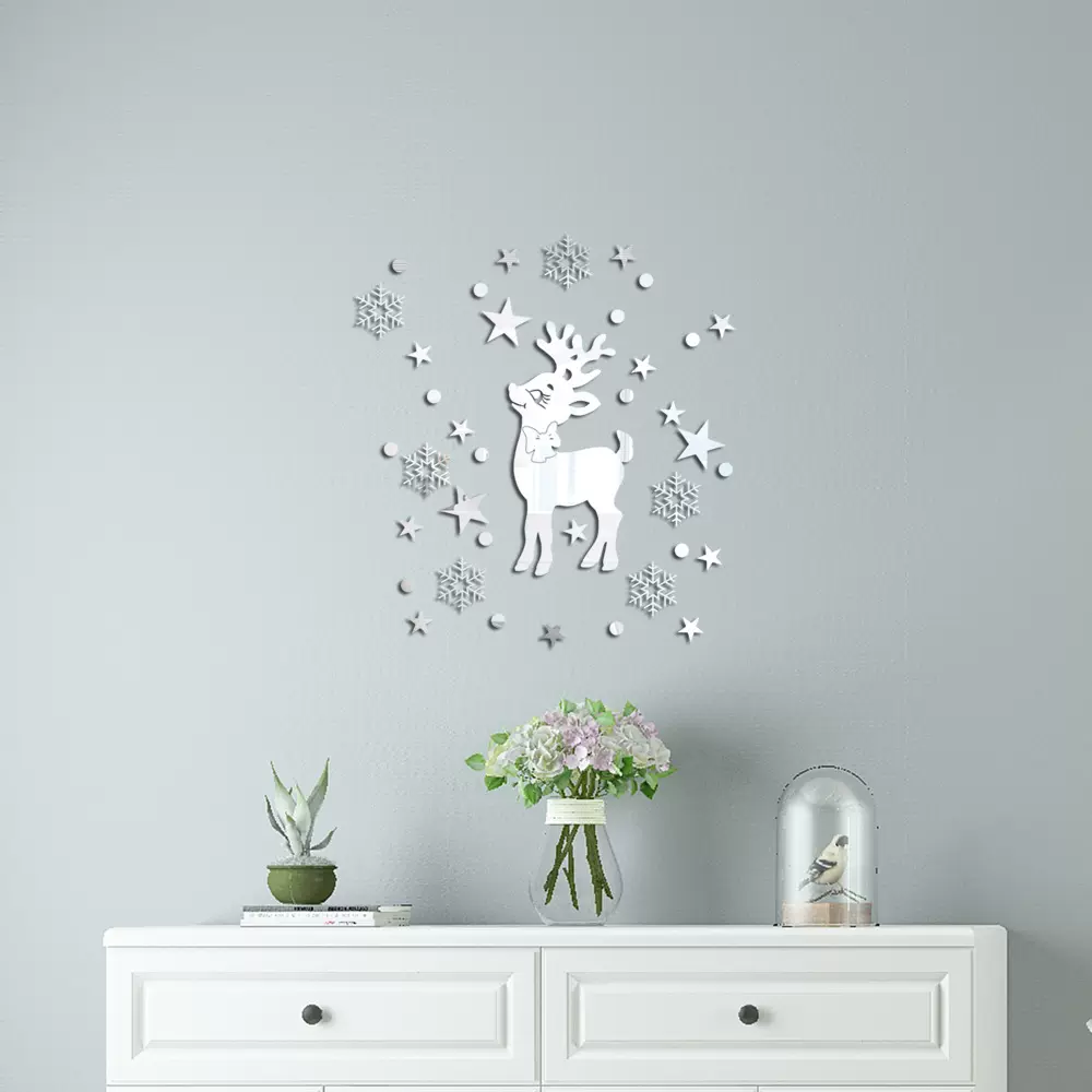 JM466 梅花鹿客厅玄关背景墙面装饰亚克力3d立体墙贴走廊贴画贴纸