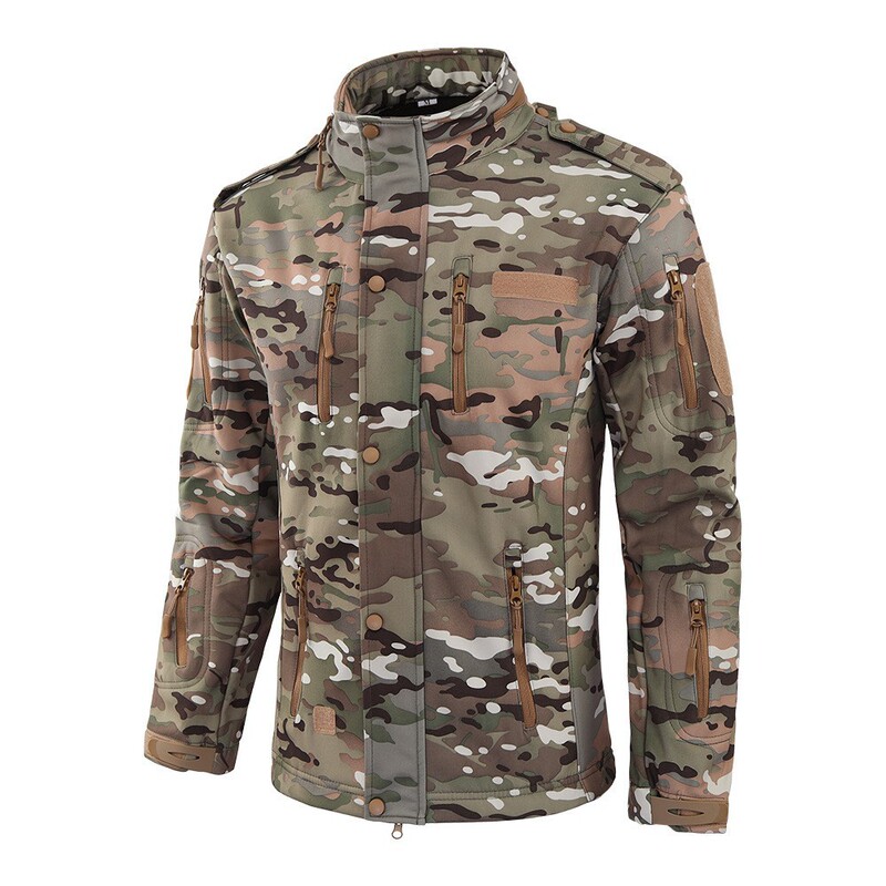 Spring and Autumn Men's Outdoor Shark Skin Modified Soft Shell Jacket Multi-Pocket Outdoor Sports Waterproof Warm Jacket