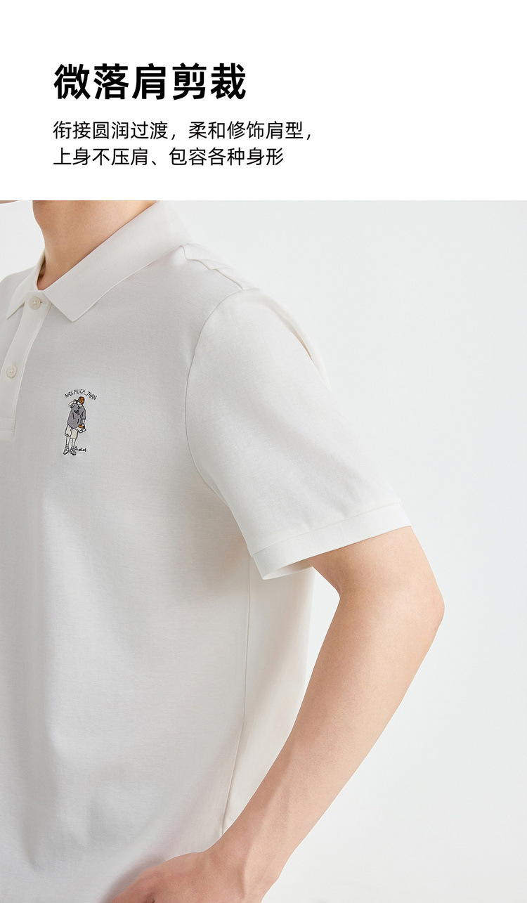 Áo polo nam cổ bẻ thêu họa tiết, tay ngắn, chất liệu cotton pha — đen chi tiết 6
