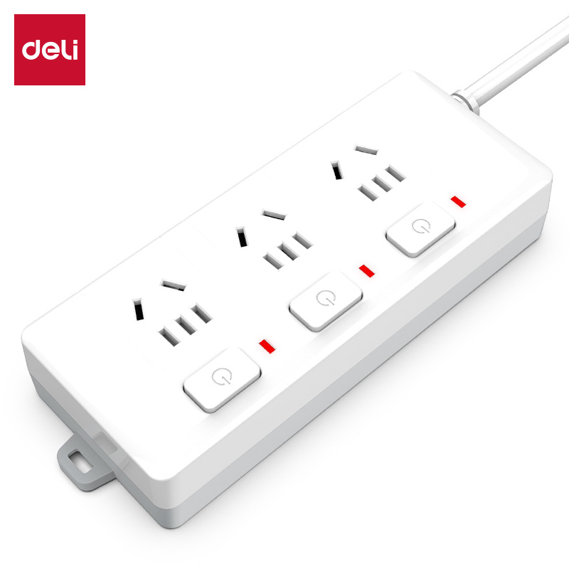 得力3985新国标分控插座插排插线板接线板3组合位独立开关全长3米