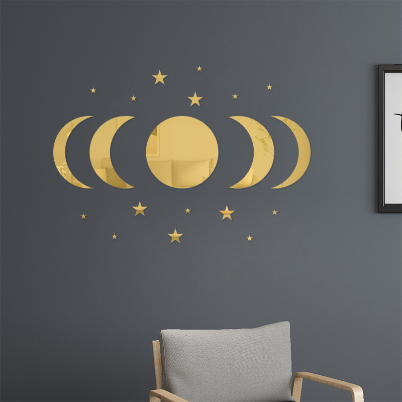 Kreative Mond Sterne Kombination Acryl Aufkleber Wohnzimmer Schlafzimmer Hintergrund Wand Dekoration Selbst Klebe Spiegel_voghion.com