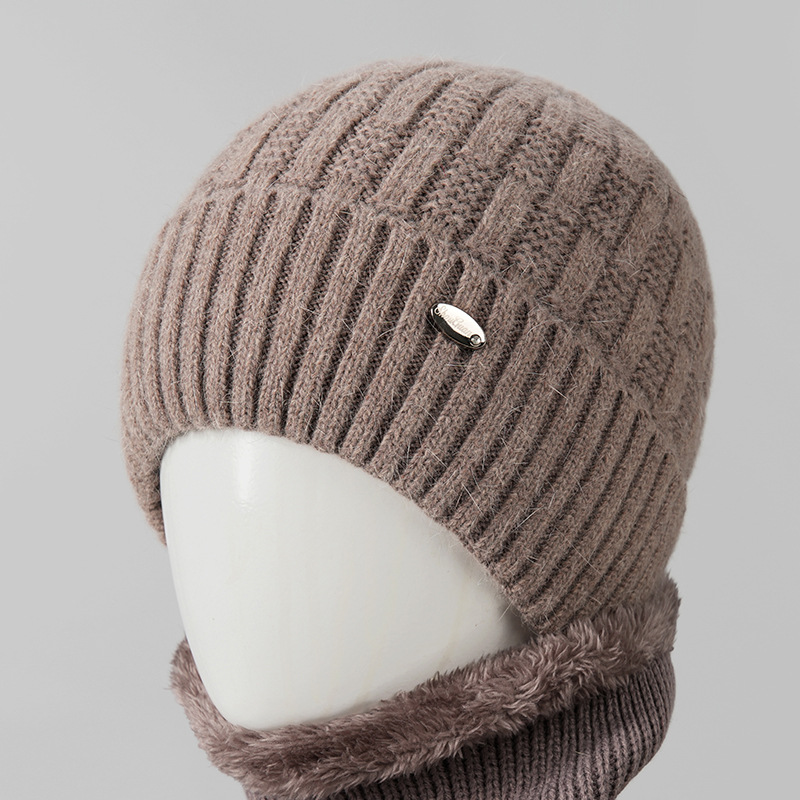 帽子女冬季老人奶奶加绒厚保暖兔毛线帽中老年妈妈护耳防寒针织帽