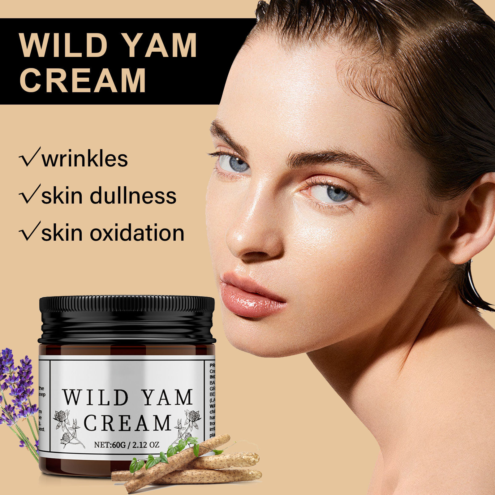 跨境爆款野山药面霜WideYamCream补水滋润保湿天然有机护理面霜