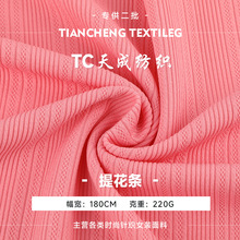 220g针织提花条面料 涤纶弹力提花布料 跨境女装外套长裤上衣面料