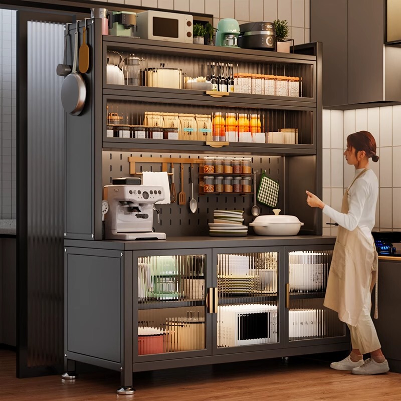 Kitchen Rack Against the Wall, Multifunctional Floor-Standing Sideboard, Microwave Oven Shelf, Storage Cabinet, Cupboard Storage Cabinet