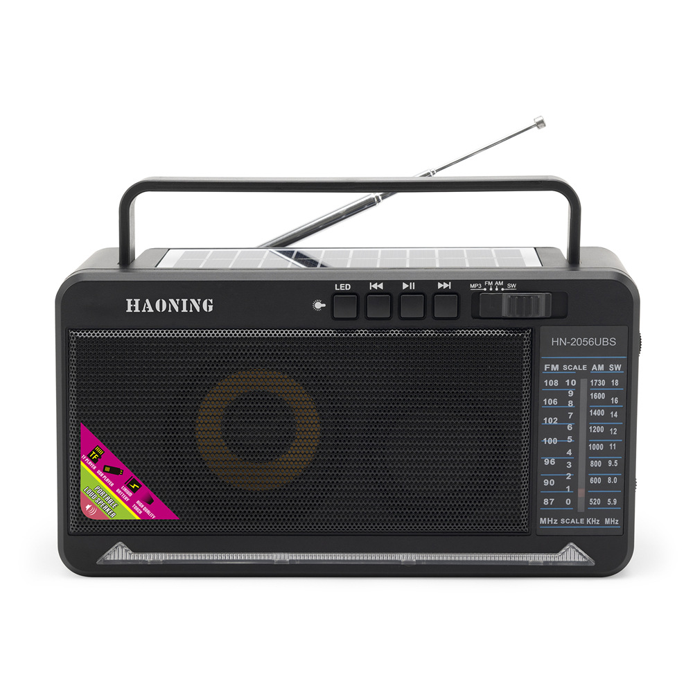 2022外贸新款多功能便携式音频闪灯蓝牙音箱多波段收音机插卡音响