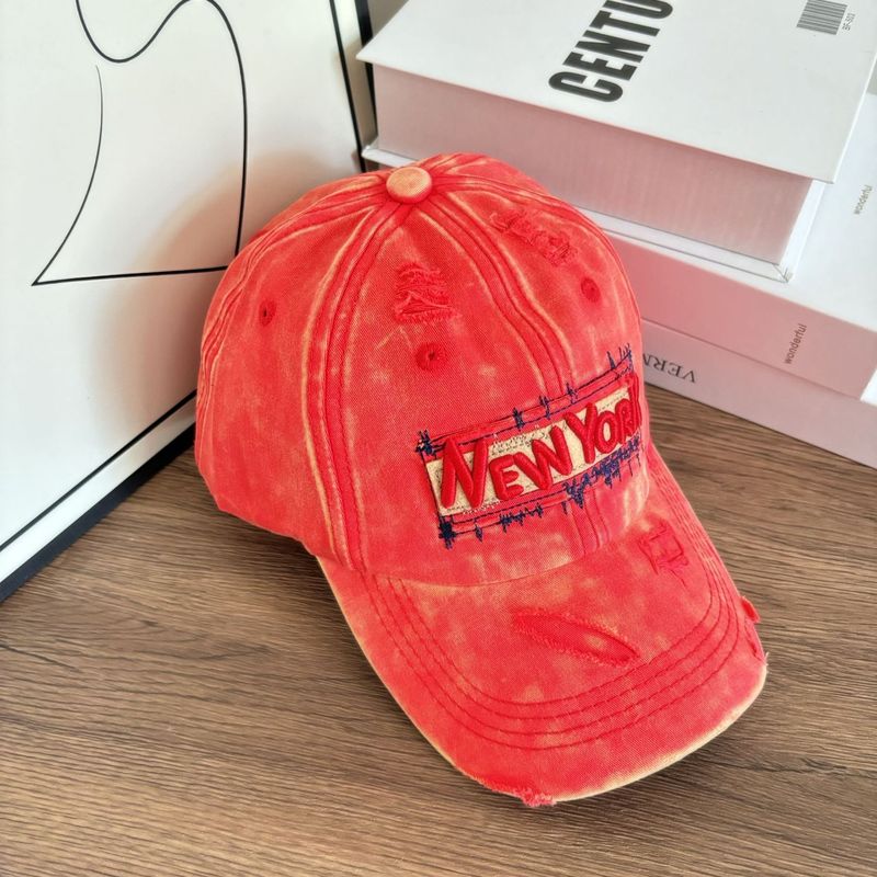韓国風ファッションパッチ刺繍リッピングウォッシュデニム野球帽男性と女性用、カジュアルな顔見せの小さなひさし帽子|undefined
