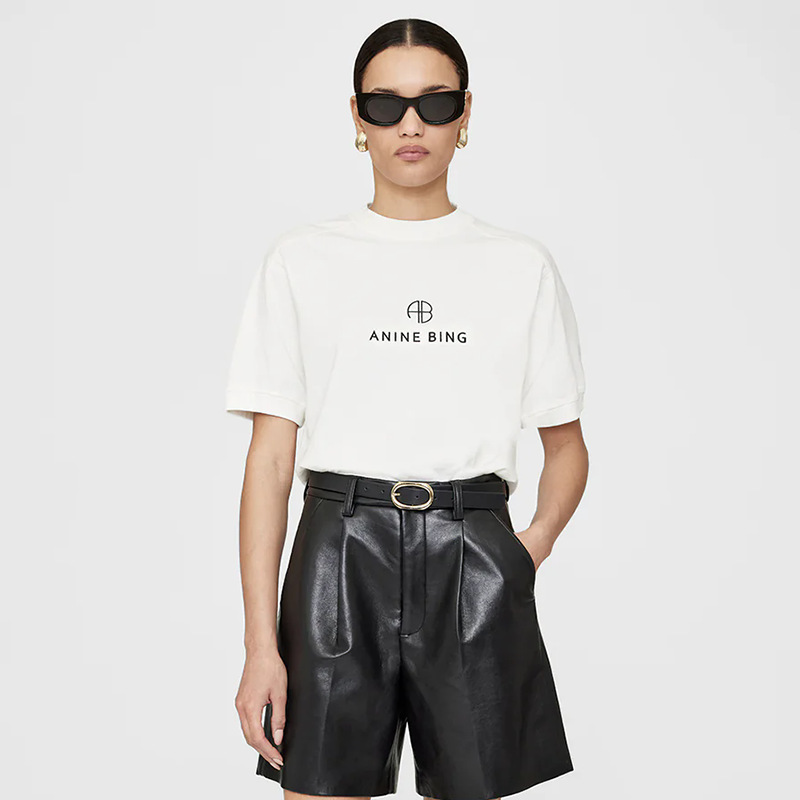 24夏の新型北米の大衆AB前印の経典のLOGOのアルファベットのプリントのつづり合わせの米の白い女性の半袖のtシャツ