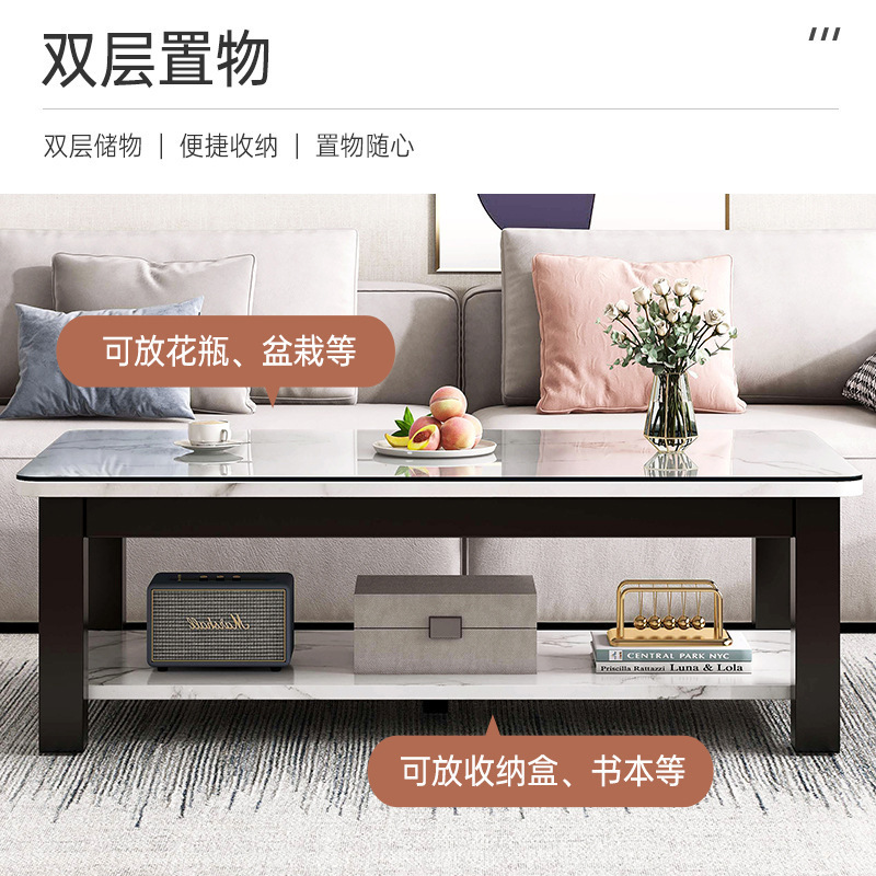 Mesa de té, mesa de oficina, mesa doméstica, mesa de té, balcón de lujo, estantería de vidrio, sala de estar, mesa de té simple