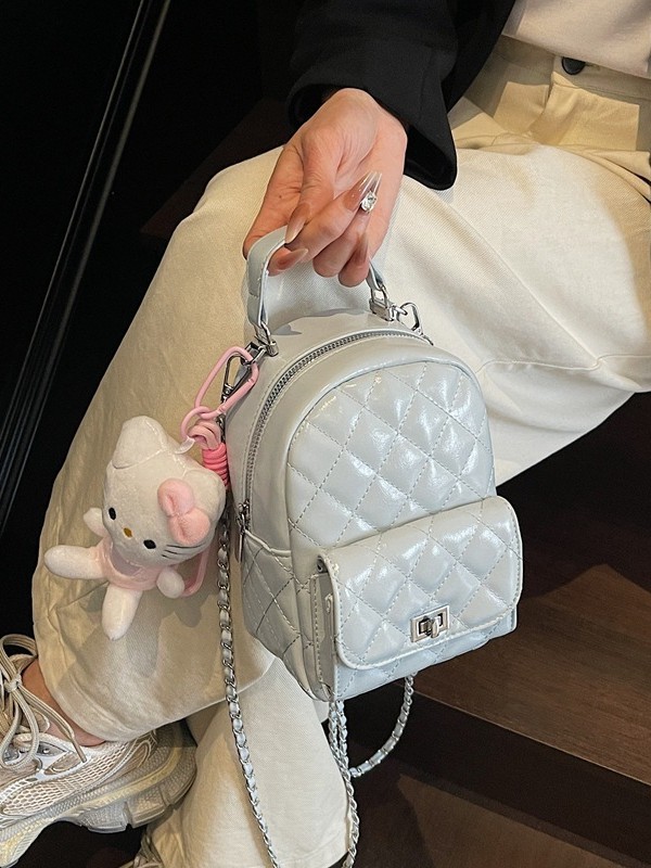 Bolsos para mujer 2025 nueva versión coreana de la mochila pequeña de la moda Lingge de alta gama de la fragancia pequeña bolsa de mensajero de cadena multiusos