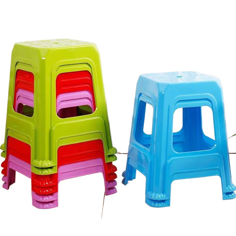 Taburetes de plástico populares para uso doméstico, sillas gruesas para adultos, taburetes altos, taburetes cuadrados para cambiar zapatos, venta directa de fábrica al por mayor. image 5