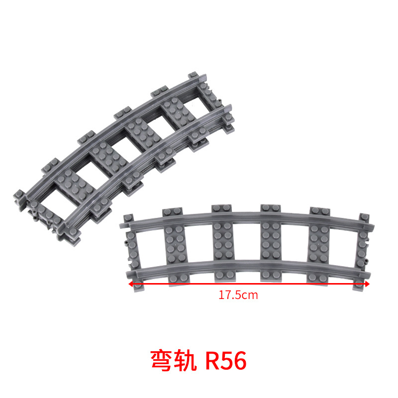 Bloques de construcción de tren de la ciudad Tren de la vía recta carril curvo carril Tenedor carril suave piezas de montaje Juguetes