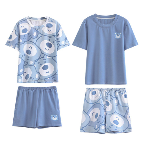 Children's Summer Pajamas for Boys and Girls, Pure Cotton, Korean Style, Thin Short-Sleeve Shorts, Baby Cartoon Home Clothes