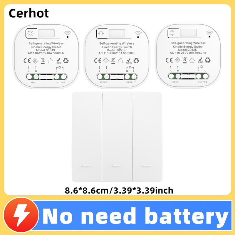 電池不要、防水、スマート、自己発電、ワイヤレス、動力エネルギー式スイッチ、リバウンド式、家庭用、リモート操作、自由に貼れるリモコンボタン|undefined