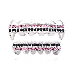 Buck teeth colored diamond hip-hop teeth Halloween props false teeth HIPHOP hipster European and American fashion personality braces
