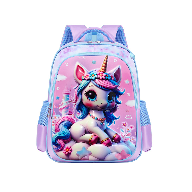 Nueva mochila escolar de dibujos animados mochila escolar 3D para estudiantes de escuela primaria 1-3 grado mochila de tela rabu súper ligera hombro para reducir la carga y proteger la columna