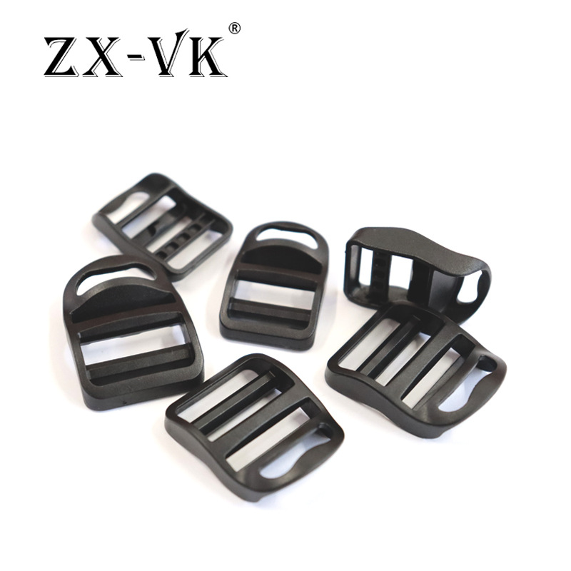 Fábrica con clip de agujero POM mochila hebilla ajustable hebilla de plástico de 25mm curvada hebilla de cuatro engranajes correa trapezoidal hebilla