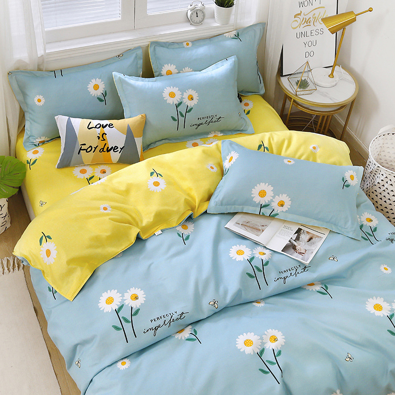 Juego de ropa de cama de algodón cepillado al por mayor para estudiantes, juego de cuatro piezas, funda de edredón de algodón con aloe vera, funda de edredón individual para dormitorio, juego de tres piezas. image 13