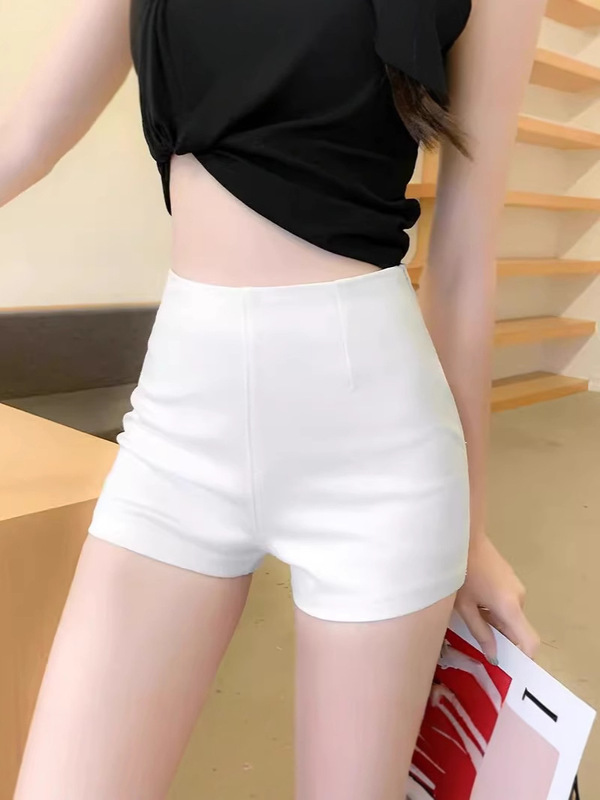 High-Waisted Tight Shorts for Women, Summer Korean Style Elastic Hot Pants, Versatile Slimming Yoga Dance Shorts, A-Line Shorts for Outerwear