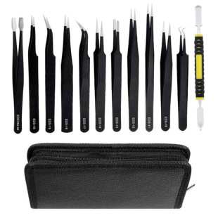 Leather bag tweezers set electronic maintenance tool pointed elbow flat head multi-function clamping combination factory supply