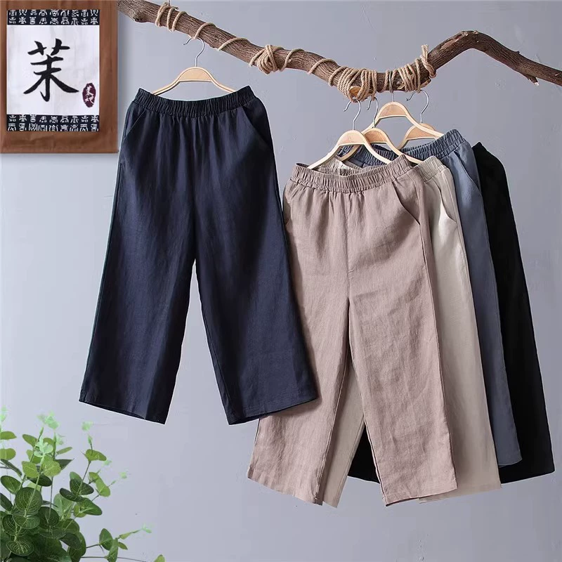 Summer trousers, oversize, plus size, bright catchy style, cotton and linen, loose fit