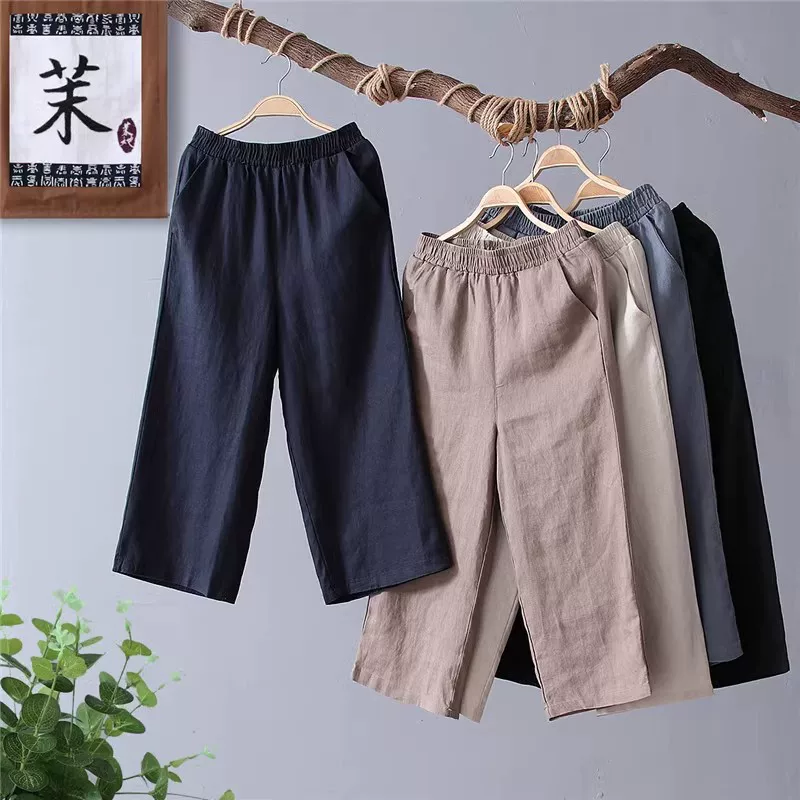 Summer trousers, oversize, plus size, bright catchy style, cotton and linen, loose fit