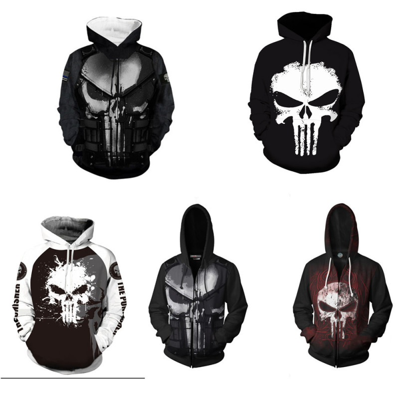Marvel Punisher Hero 3D digital printing hooded casual sweater cosplay anime sweater