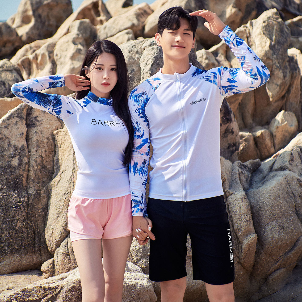 Couple's Diving Suit Long-Sleeved Swimsuit for Men, Sun Protection, Quick-Drying, Slimming, Conservative Swimming Suit for Women, Two-Piece Jellyfish Suit for Freediving