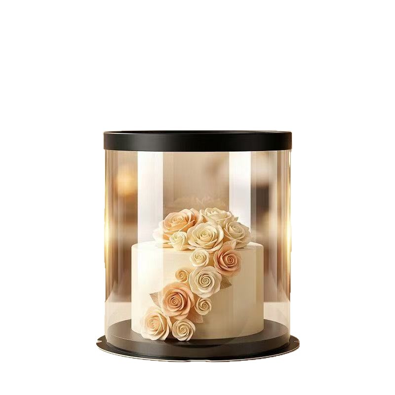 Caja de pastel transparente redonda 4 pulgadas 6 pulgadas 8 pulgadas 10 pulgadas caja de pastel de cumpleaños de doble capa horneado caja de embalaje de pastel