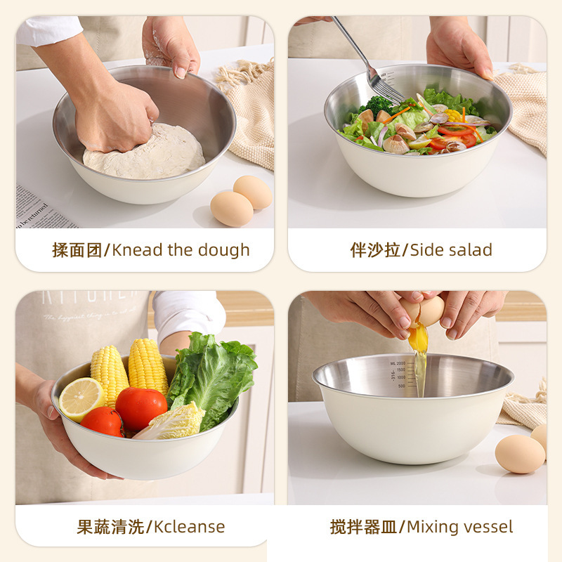 家庭用サラダとビビンバ冷麺ボウル 316 ステンレス鋼ボウル食品グレードのフルーツサラダボウルキッチン調理卵ボウル|undefined