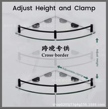 跨境角架不锈钢夹黑色玻璃角架置物架厕所单双层四件套玻璃三角架