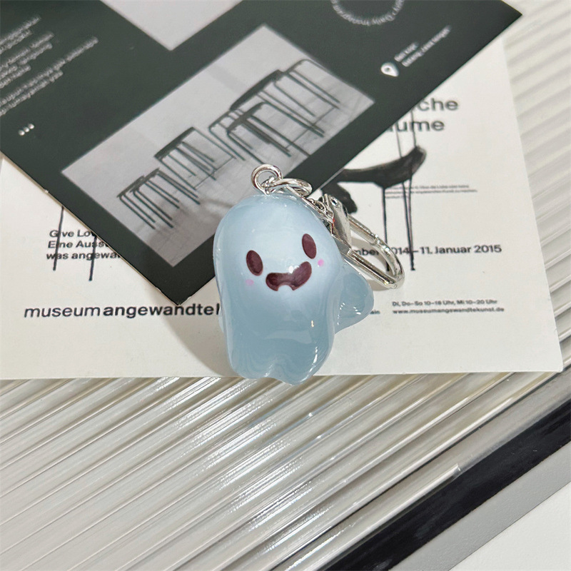 シルバーバックル I60 かわいい発光ゴーストキーホルダー面白い立体ハロウィン人形スクールバッグペンダントアクセサリー|undefined