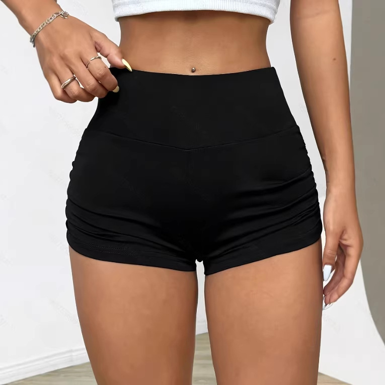 Cross-Border High-Waisted Sports Fitness High-Elastic Compression Yoga Tummy-Tightening Butt-Lifting Tight Shorts for Women