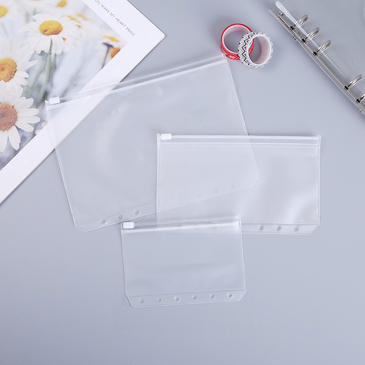 Cross-Border Supply A5A6A7 Loose-Leaf Notebook Zipper Bag Pvc Storage Bag Bill Bag Template Storage Loose-Leaf Bag