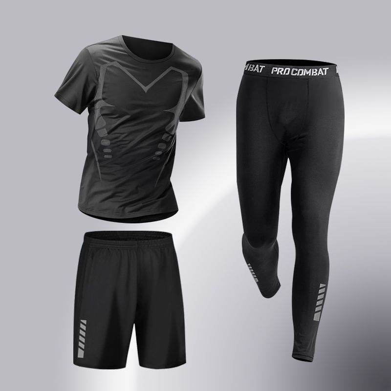 Ropa de fitness para hombres, traje de entrenamiento de baloncesto de alta elasticidad, traje deportivo de secado rápido, traje deportivo de corrida de la mañana, traje deportivo de bicicleta