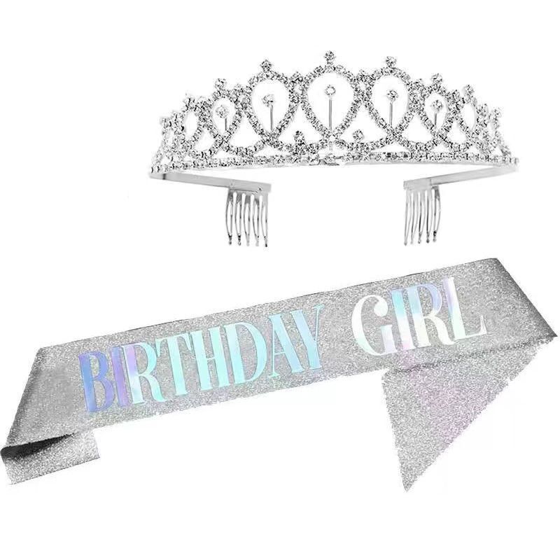 Diadema de fiesta de corona de cumpleaños de aleación transfronteriza Diadema de diadema de tocado europeo y americano BirthdayGirl Queen