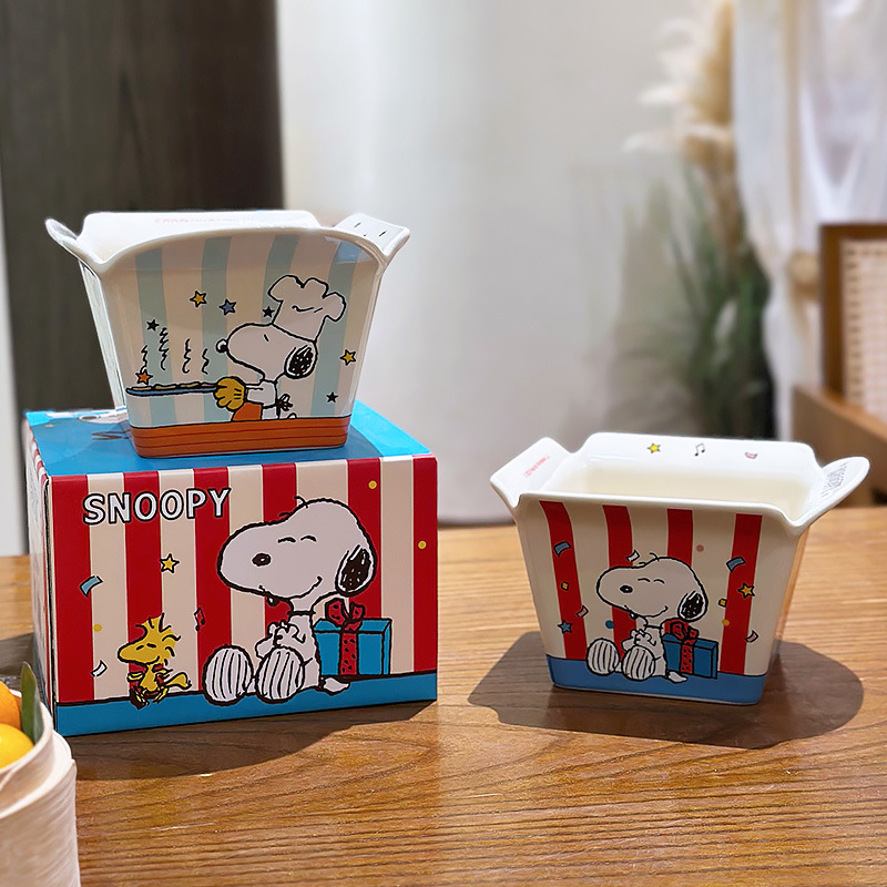 Snoopy co-marcado palomitas de maíz de cerámica pollo frito de gran capacidad bocadillos de bocadillos de microondas de alto valor facial image 5