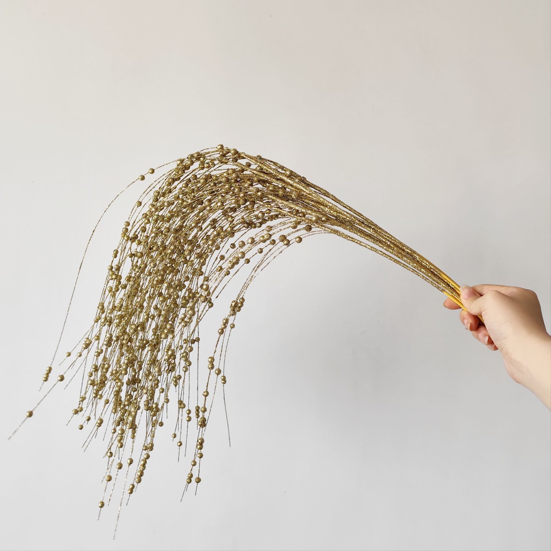 Polvo de oro artificial bayas de sauce decoración polvo de brillo flexible decoración de árbol de Navidad decoración festiva espuma de fiesta transfronteriza