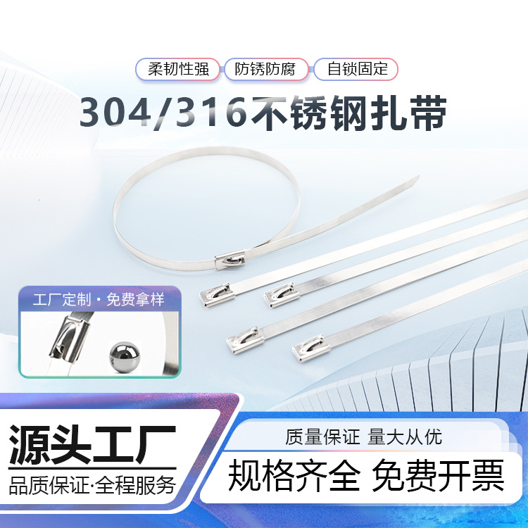 CHS长虹304不锈钢扎带7.9*300绑电缆户外金属捆绑带自锁金属扎带