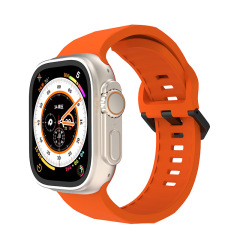 適用於蘋果Apple watch 123456789代ultra波浪運動鐵扣硅膠手錶帶