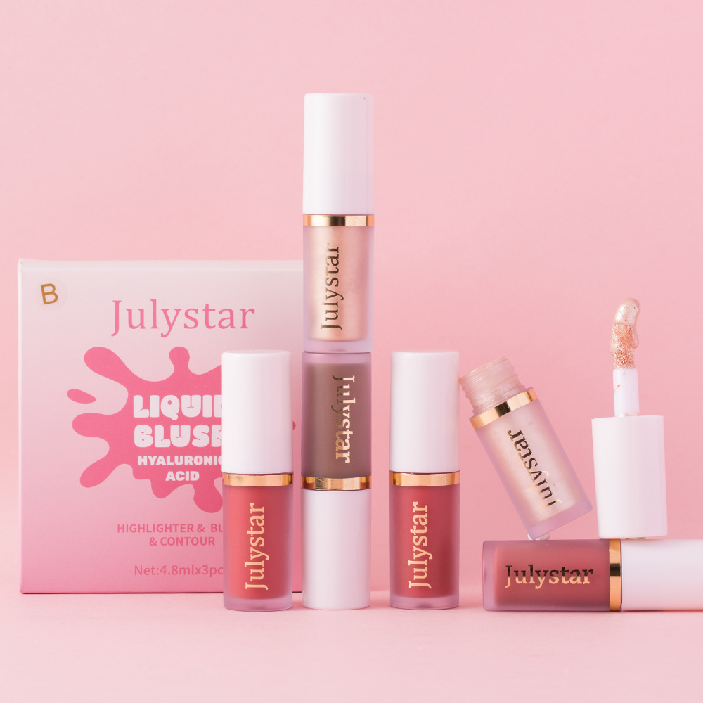 Julystar Facial Blush, Long-lasting Pearlescent Lip Brightening, Natural Highlight Contouring Liquid Set Wholesale undefined