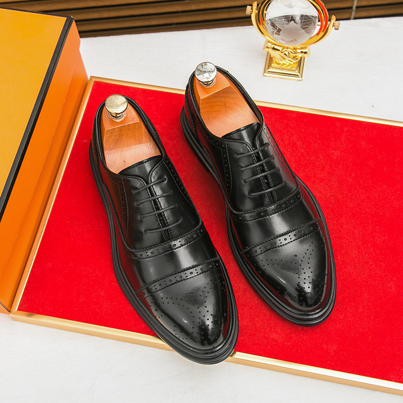 ShoeVault Scarpe da uomo in pelle con suola spessa, formali, casual, stringate, stile Derby, taglie forti, color block, da matrimonio_voghion.com