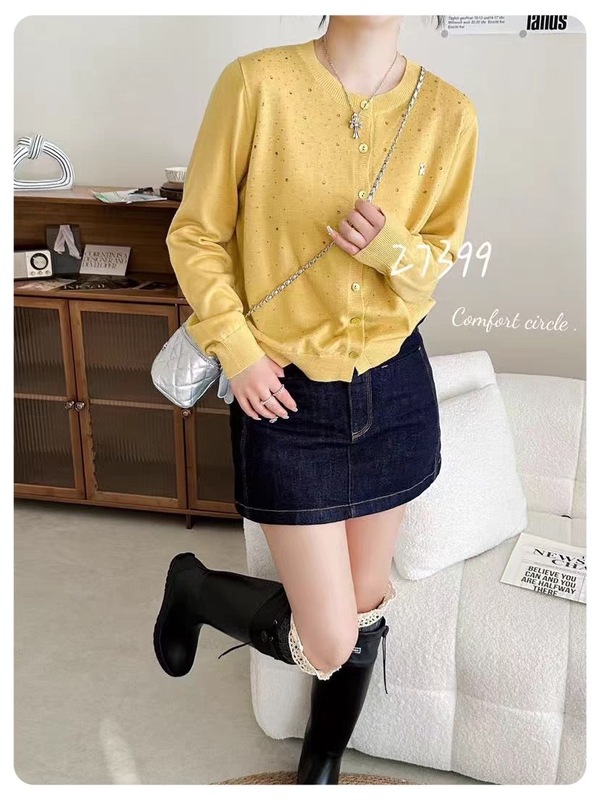 G0904-169蚕丝羊毛衫女装上衣重工烫钻开衫女装外套|undefined