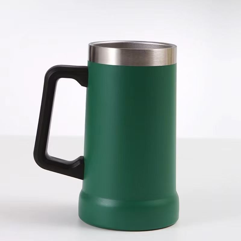 Insulated Stainless Steel Beer Mug With Handle, Large Capacity_voghion.com