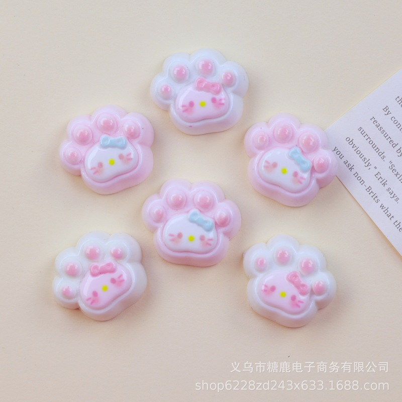 猫头喵喵猫爪diy可爱树脂配件奶油胶头绳发夹发饰奶油胶文具贴|undefined