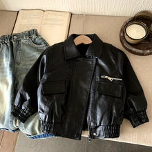 儿童夹克春秋男女童2025新款上衣全码段潮牌拉链衫韩版外套男pu皮