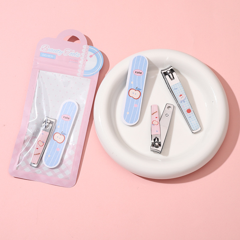 新款苹果修甲组合指甲刀指甲锉套装学生女家用独立装指甲剪两件套|undefined